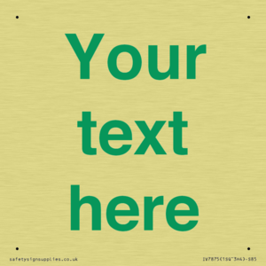 Custom blank information sign. Green text, plain background